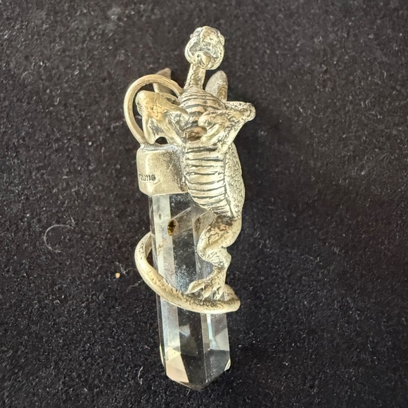 Vintage Sterling Silver and Quartz Crystal Dragon Pendant main image 4